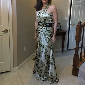 Blush One Shoulder Animal Print Gown